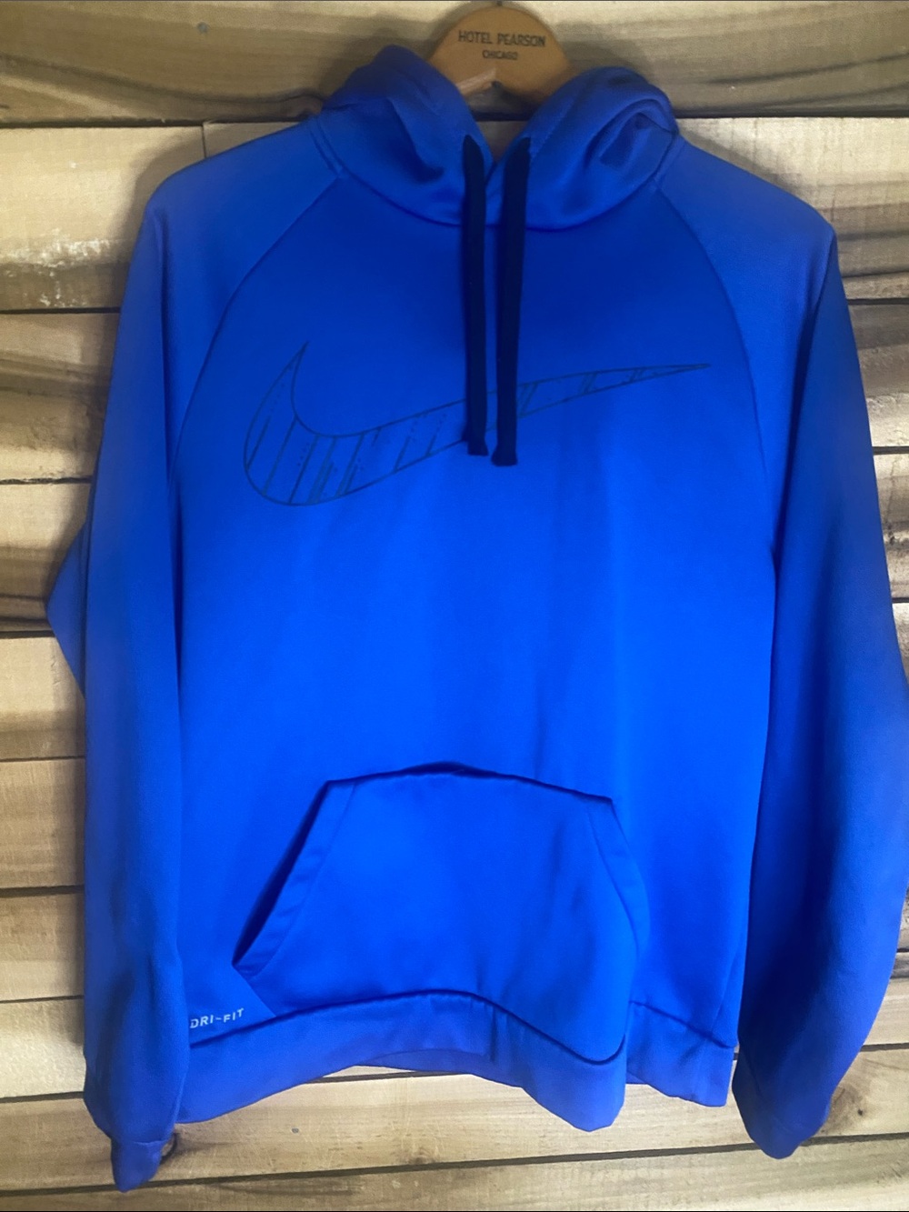 Nike Dri-Fit Royal Blue Pullover Hoodie with Swoosh size large